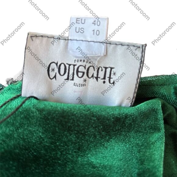 Collectif Trixie Rich Emerald Green Velvet Pencil Dress - L US14 UK10 - Picture 6 of 6